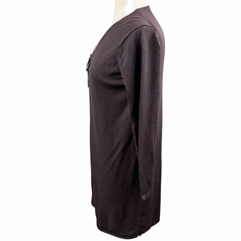 Eileen Fisher Women's Open Cardigan Sweater 100% Wool Petite S/M Chocolate Brown - Picture 4 of 9